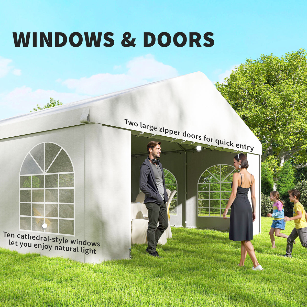 16'x32' Heavy Duty Large Party Tent & Carport with Removable Sidewalls, Portable Garage Canopy Tent, White – view 4