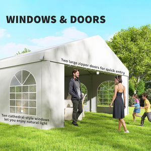 16'x32' Heavy Duty Large Party Tent & Carport with Removable Sidewalls, Portable Garage Canopy Tent, White – view 4