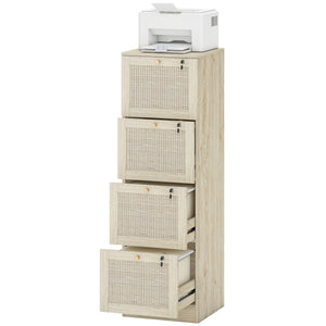 2 Drawer Filing Cabinet with Lock, Boho File Cabinet for A4 Letter Size Files with Decorative Rattan – view 22