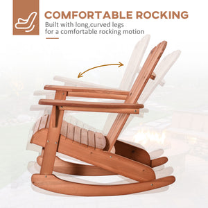 Wooden Adirondack Rocking Muskoka Chair with Slatted Wooden Design, Fanned Back and Classic Rustic Style – view 3