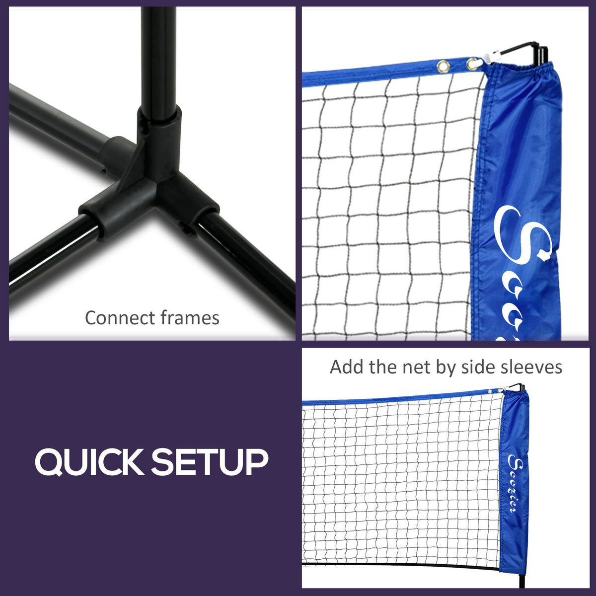 Soozier 10ft Badminton Net, Height Adjustable Outdoor Sports Net with Carry Bag, for Tennis, Pickleball and Volleyball
