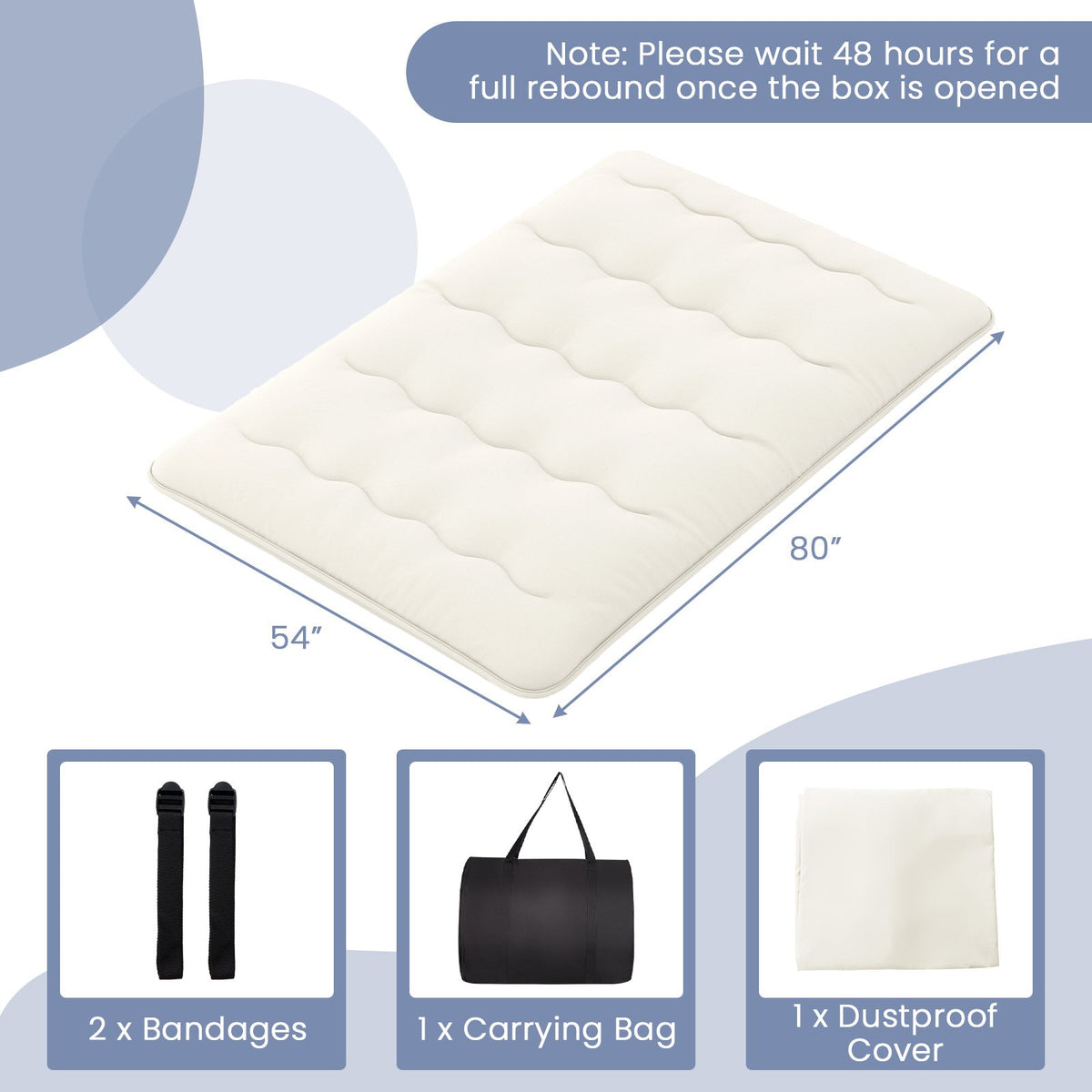 Queen/King/Twin/Full Futon Mattress Floor Sleeping Pad with Washable Cover Beige-Full Size view 4