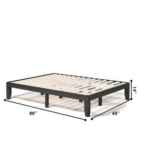 Queen Size 14 Inch Wooden Bed Mattress Frame-Brown view 5