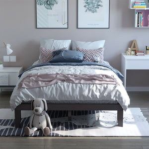 Queen Size 14 Inch Wooden Bed Mattress Frame-Brown view 6
