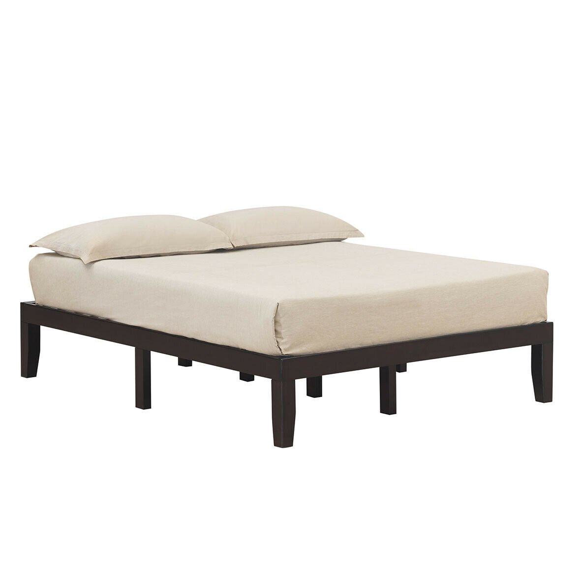 Queen Size 14 Inch Wooden Bed Mattress Frame-Brown view 7