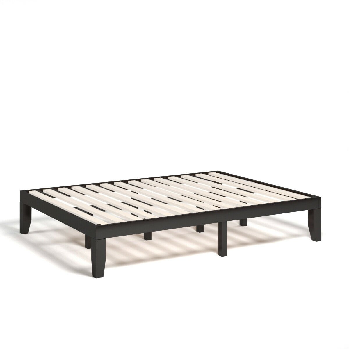 Queen Size 14 Inch Wooden Bed Mattress Frame-Brown view 8
