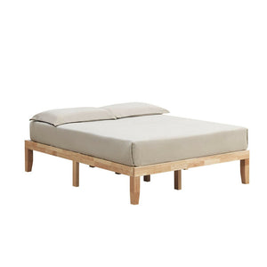 Queen Size 14 Inch Wooden Bed Mattress Frame-Natural view 4