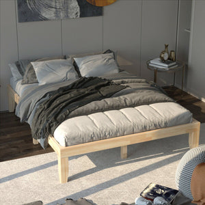 Queen Size 14 Inch Wooden Bed Mattress Frame-Natural view 6