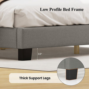 Queen Size Bed Frame with Adjustable Scalloped Tufted Headboard-Queen Size view 9