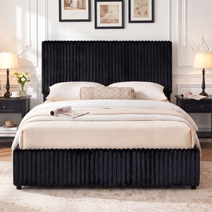 Queen Size Lift-up Storage Bed with Wooden Slat Support-Black view 3