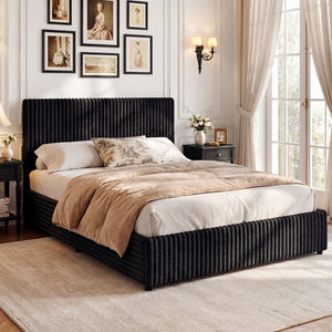 Queen Size Lift-up Storage Bed with Wooden Slat Support-Black view 9
