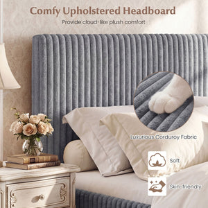 Queen Size Lift-up Storage Bed with Wooden Slat Support-Gray view 6