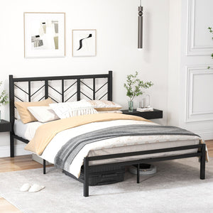 Queen Size Platform Bed with Headboard and Metal Frame-Queen Size view 3