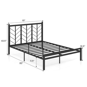 Queen Size Platform Bed with Headboard and Metal Frame-Queen Size view 4