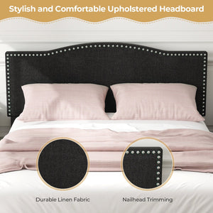 Queen Size Upholstered Bed Frame with Nailhead Trim Headboard-Queen Size view 6