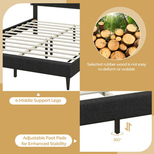 Queen Size Upholstered Bed Frame with Nailhead Trim Headboard-Queen Size view 9