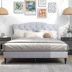 Queen Size Upholstered Platform Bed with Button Tufted Headboard-Queen Size view 3