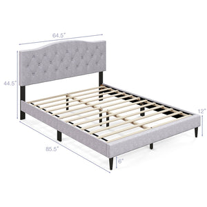 Queen Size Upholstered Platform Bed with Button Tufted Headboard-Queen Size view 4