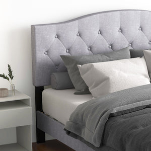 Queen Size Upholstered Platform Bed with Button Tufted Headboard-Queen Size view 6
