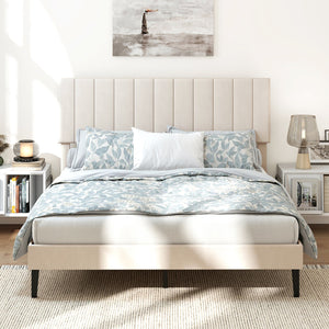 Queen Size Velvet Upholstered Platform Bed Frame view 3
