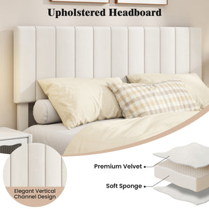 Queen Size Velvet Upholstered Platform Bed Frame view 8