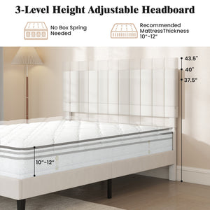 Queen Size Velvet Upholstered Platform Bed Frame view 9