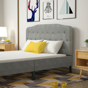 Queen Upholstered Headboard with Adjustable Heights-Light Gray view 2