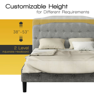 Queen Upholstered Headboard with Adjustable Heights-Light Gray view 3