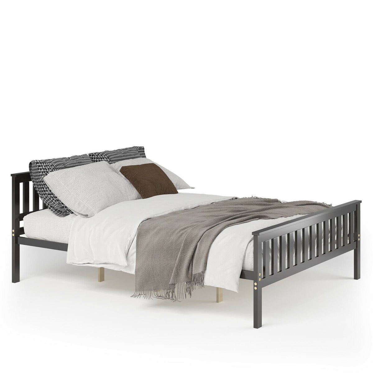 Queen Wood Platform Bed with Headboard view 8