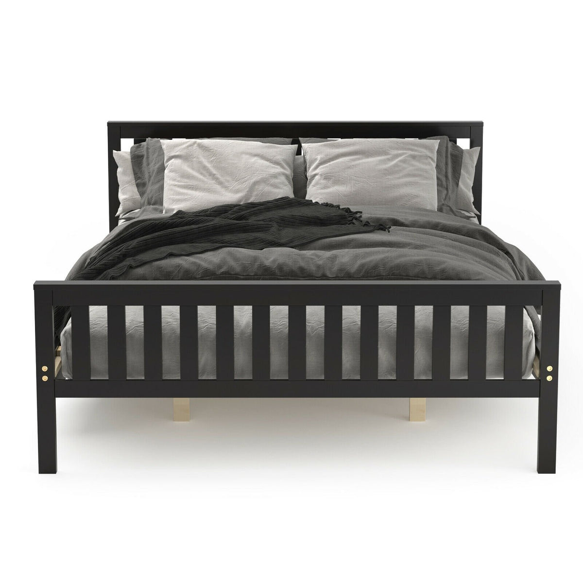 Queen Wood Platform Bed with Headboard view 9