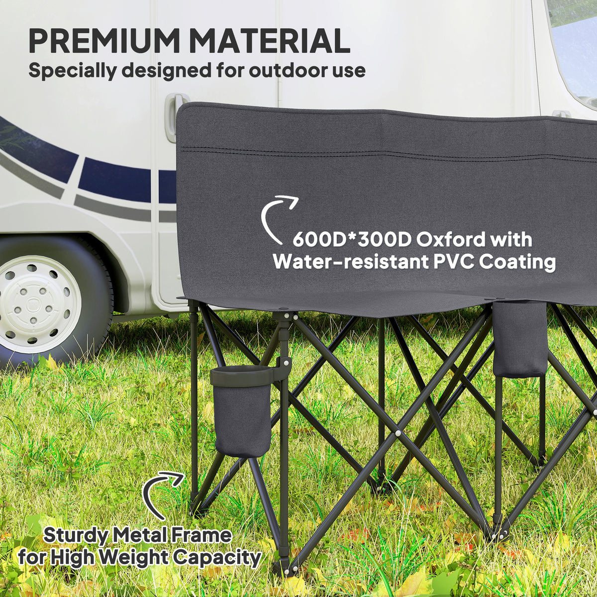 6 Seat Folding Camping Chair with Cup Holder and Carrying Case for Camping, Picnic, Sport Events, Black – view 19