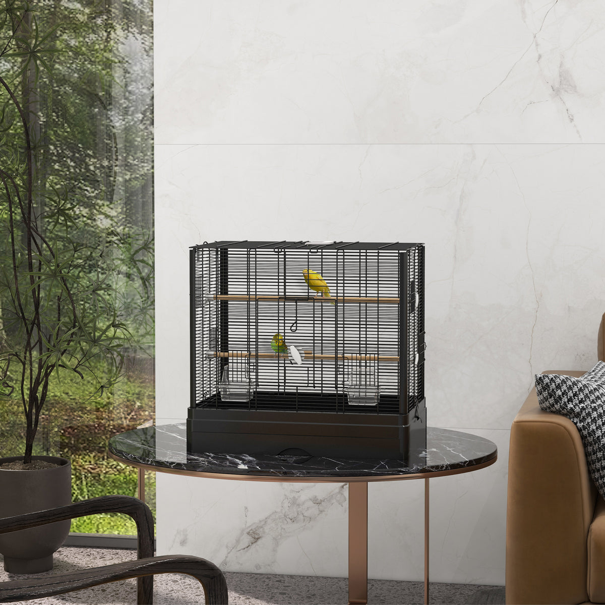 22" Bird Cage for Budgie Finches Canaries Love Birds with Wooden Stands, Slide-Out Tray, Handles – view 7