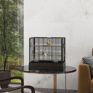 22" Bird Cage for Budgie Finches Canaries Love Birds with Wooden Stands, Slide-Out Tray, Handles – view 7