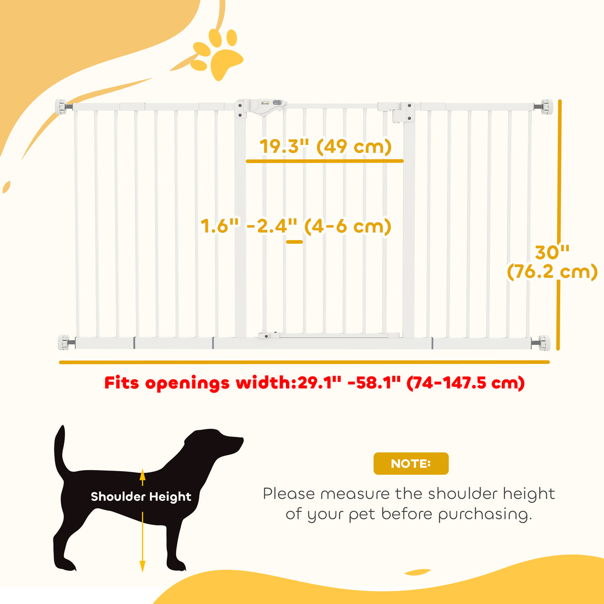30 Inch Tall Pet Gate with Door Dog Gate and Barrier Indoor for Stairs Includes 7", 8", 12" Extensions Kit – view 6