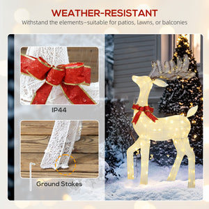 3 Piece Lighted Christmas Reindeer Family, 55" Light Up Deer, Outdoor Holiday Decor with LED Lights, Stakes, Zip Ties