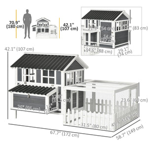 Wooden Chicken Coop with Run for 1-2 Chicken, Bunnies, Ducks