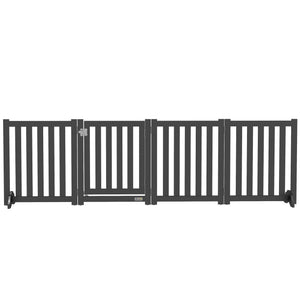 23.5"H Foldable Dog Gate with Door, 4 Panels Freestanding Pet Gate Barriers Indoor with Support Feet – view 3