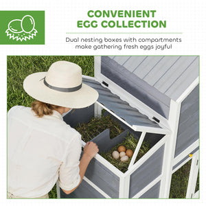 66.5" Large Chicken Coop, Wooden Chicken House with 2 Nesting Boxes, Sliding Tray & Ramp, for Outdoor Backyard Farm