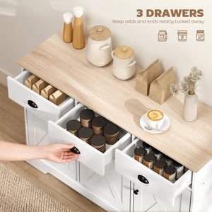 46.5" Buffet Cabinet, Farmhouse Sideboard with 3 Barn Doors and 3 Drawers for Living Room, Kitchen, Black – view 10