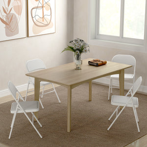 Set of 4 Metal Foldable Chairs, PU Leather Padded Folding Chairs with Cushion Seat and Open Back for Indoor, White