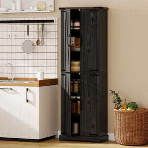 72" Pantry Cabinet, Farmhouse Freestanding Kitchen Storage Cabinet with Adjustable Shelves for Dining Room – view 7