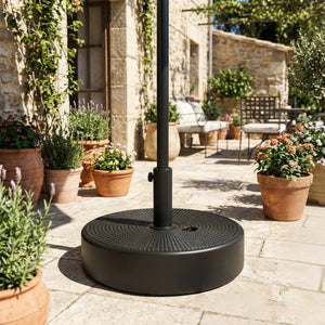 Patio Umbrella Base 33 lbs Water or 42 lbs Sand Filled, Outdoor Umbrella Stand for 1.5"/1.9" Poles Black