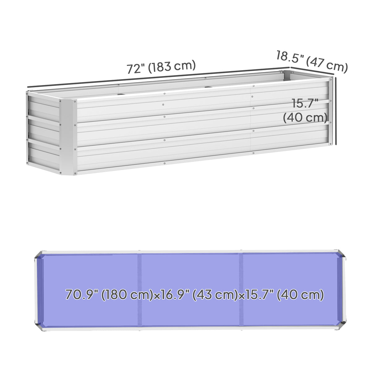 6' x 1.5' x 1.3' Galvanized Raised Garden Bed, Elevated Large Metal Planter Box w/ Install Gloves for – view 30