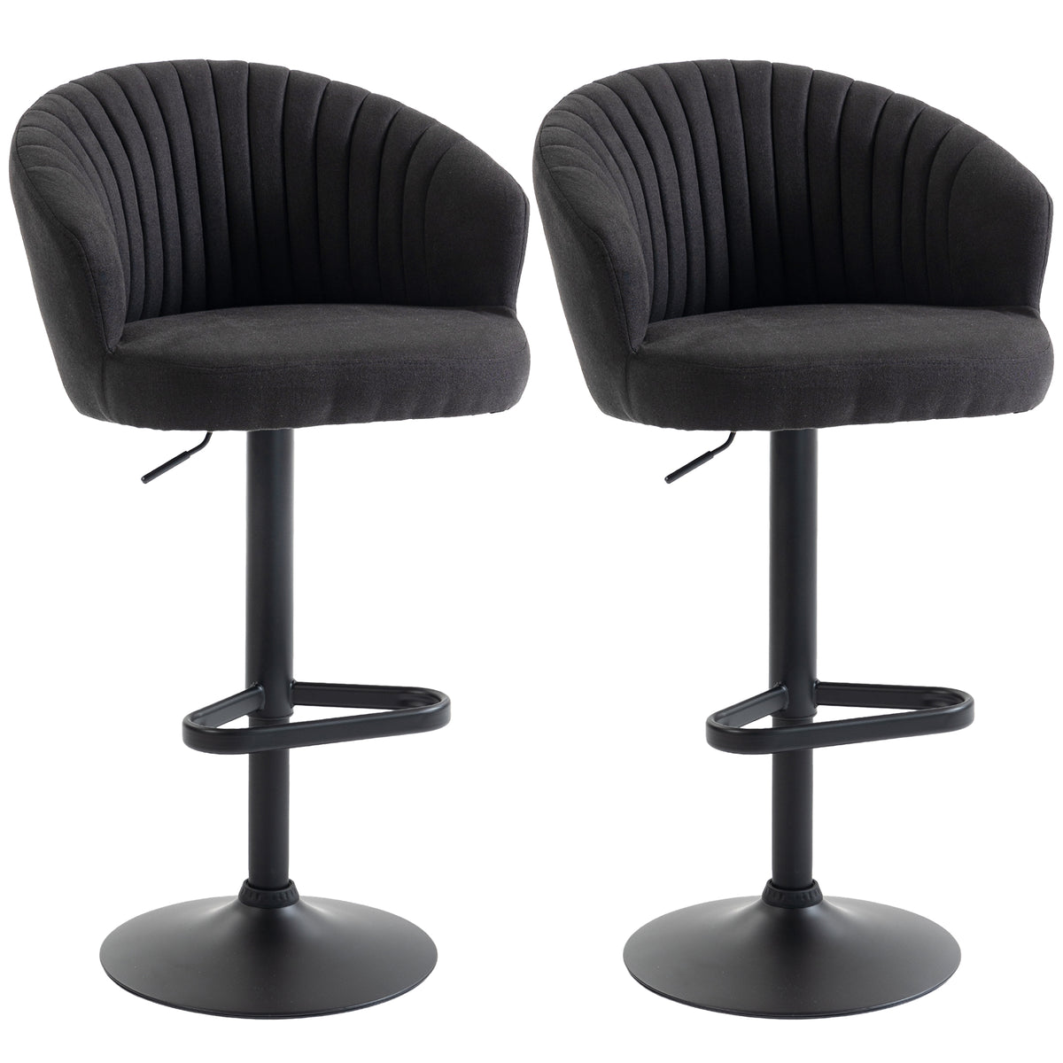 Bar Stools Set of 2, Swivel Counter Height Barstools with Back, Footrest, Adjustable Height, Beige – view 8