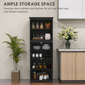 63" Small Buffet with Hutch, 4-Door Kitchen Pantry, Freestanding Storage Cabinet with Adjustable Shelf for – view 10