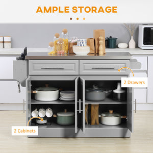 Stainless Steel Kitchen Island with Storage and Stainless Steel Top, Kitchen Trolley with Drawers – view 3