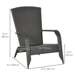 Patio Wicker Adirondack Chair, Outdoor Rattan Muskoka Chair with Cushions for Patio, Garden, Backyard, Cream