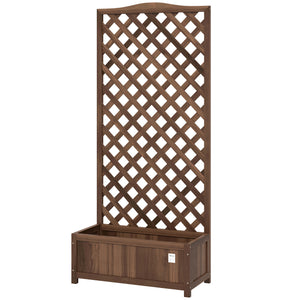 Wood Planter with Trellis, Raised Garden Bed to Grow Vegetables for Backyard, 30" x 14" x 67", Dark Brown