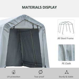 8' x 6' Carport with Sidewalls and Roll-up Door, Outdoor Storage Shelter for Motorcycle and Car, Grey – view 3
