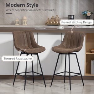 Set of 2 Counter Height Barstools, PU Leather Upholstered Bar Stools with Backrest – view 10